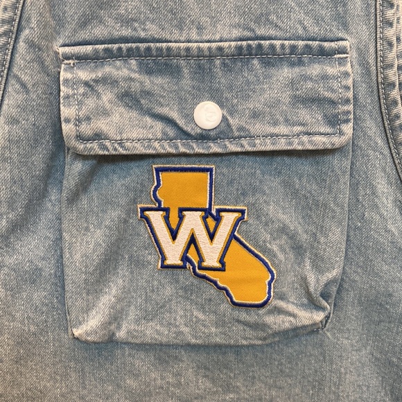 Custom Painted Golden State Warrior’s Denim Vest - Picture 3 of 3